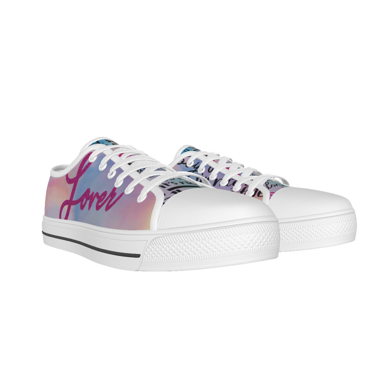 All-over Print Women's White Sole Canvas Sneakers