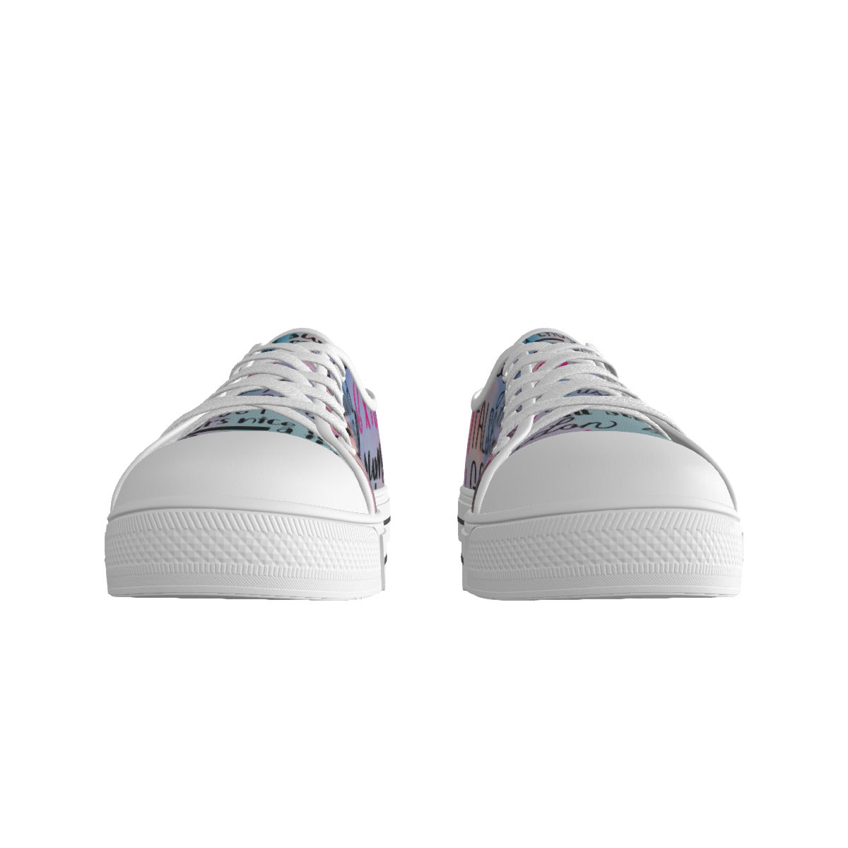 All-over Print Women's White Sole Canvas Sneakers