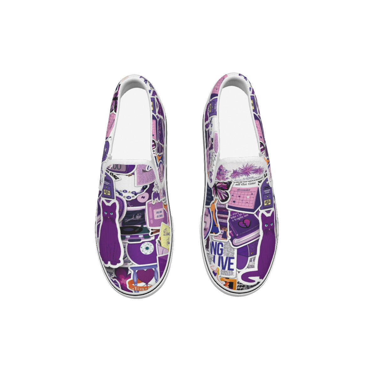 Tay's Version Sticker Fun All Over Print Kid's Slip On Sneakers