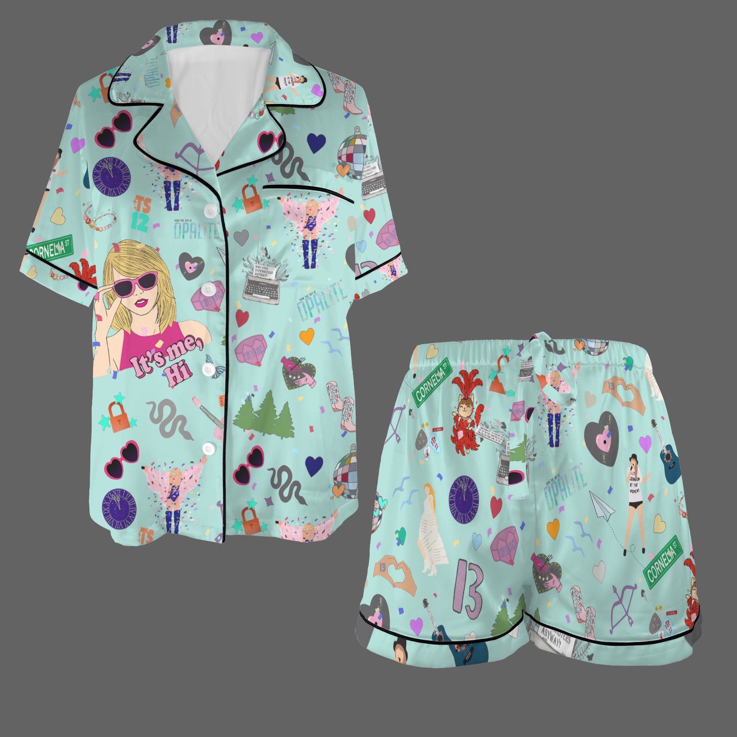 WmsSilkyPajamaswShortsShowGirlMint