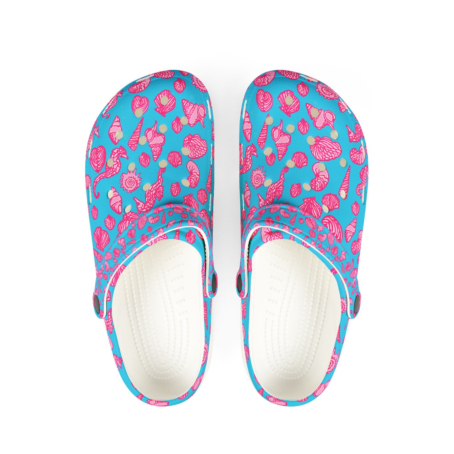 All Over Print Coastal Seashore Shells Island Life Foam Clogs