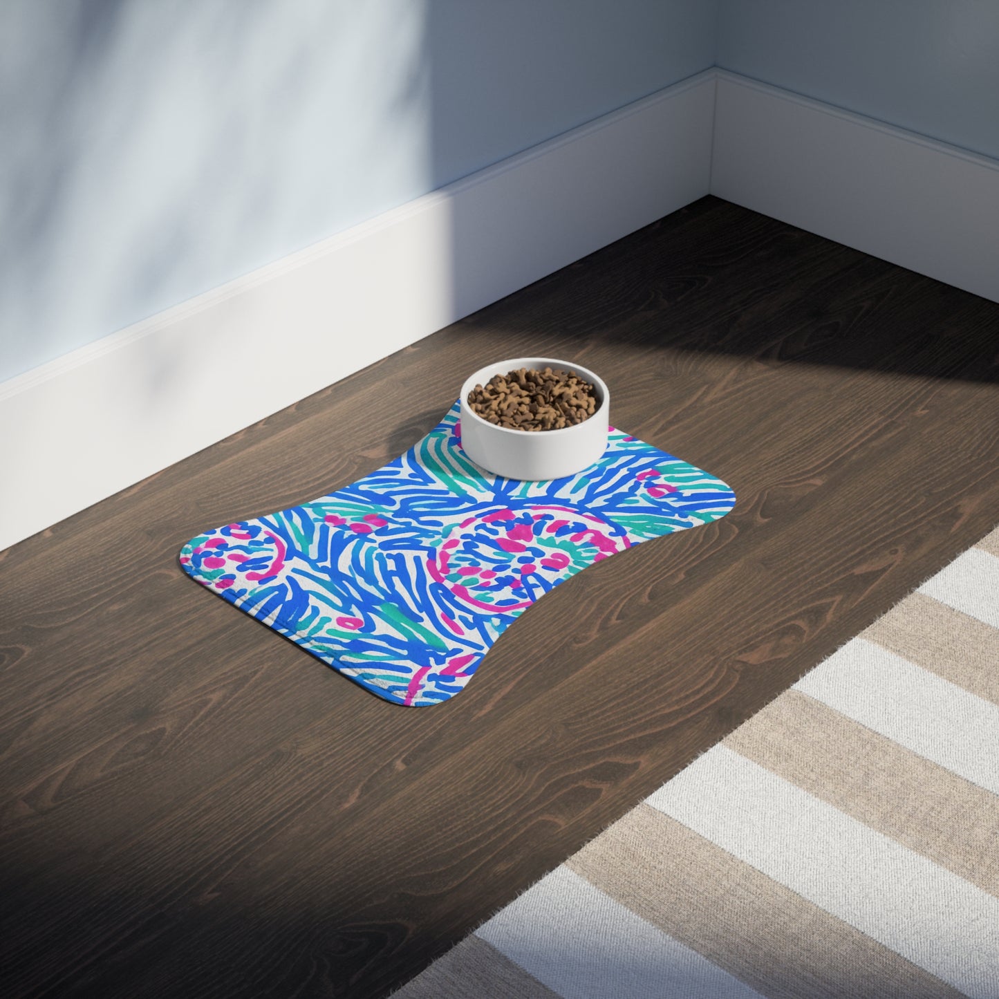 Pet Feeding Mats with Coastal Lilly Inspired All Over Print