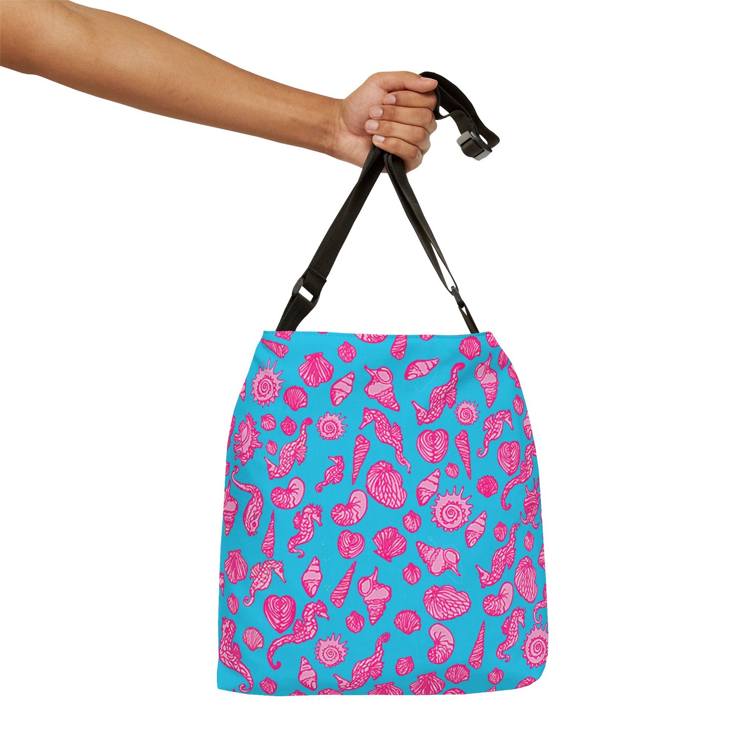 Adjustable Tote Bag with All Over Coastal Seashore Lilly Inspired Print