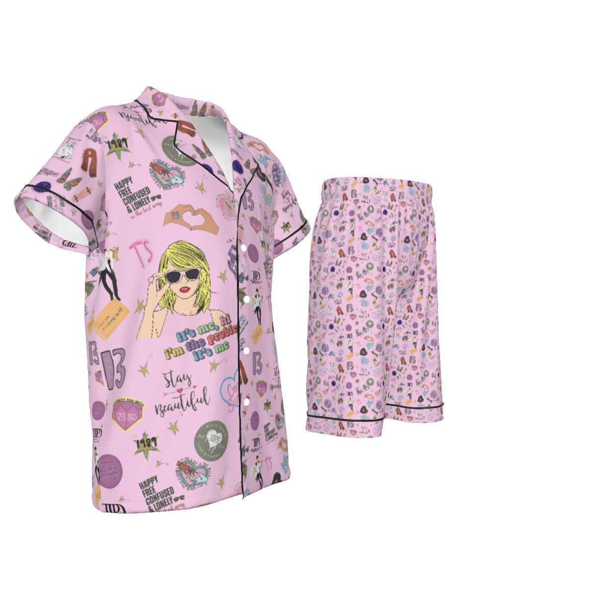 Swiftie All-Over Print Kid's Imitation Silk Short Capri Pajamas