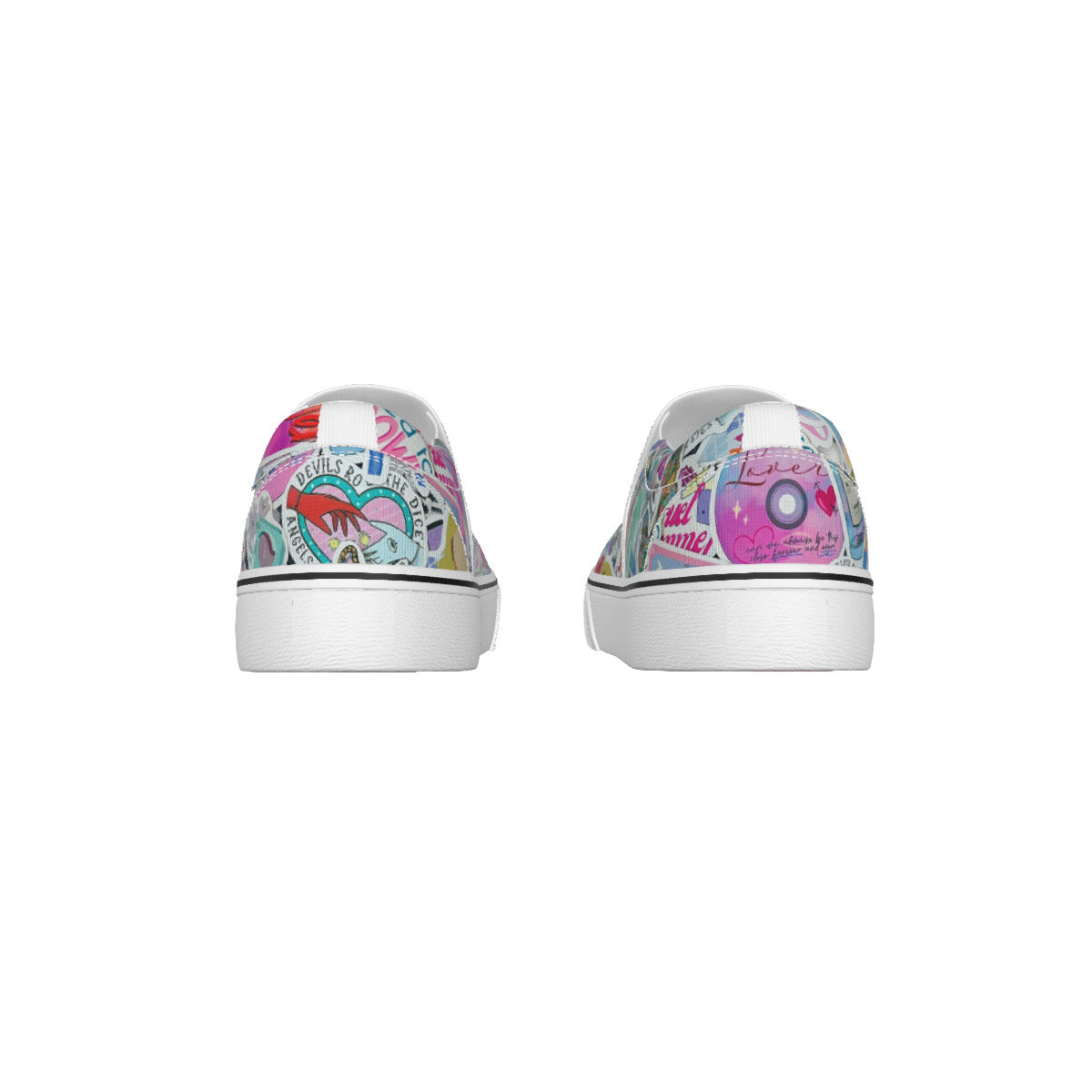 Little Girl and Youth Slip On Sneakers with Trendy All Over Print