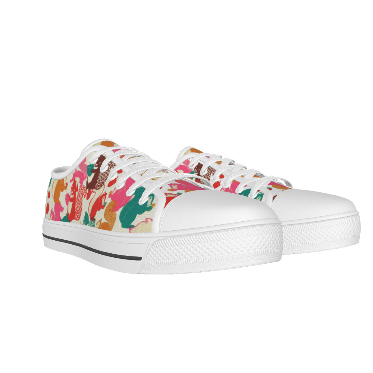 All-over Print Women's White Sole Canvas Sneakers