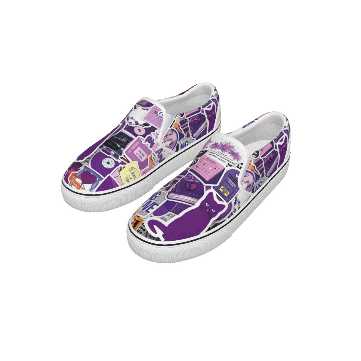 Tay's Version Sticker Fun All Over Print Kid's Slip On Sneakers