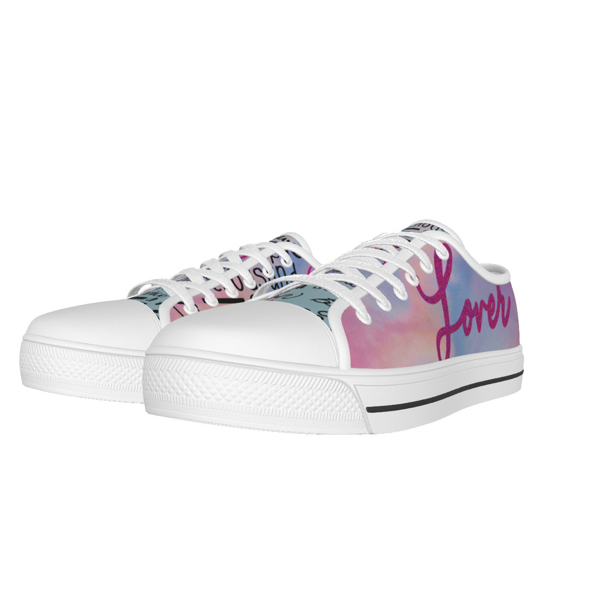 All-over Print Women's White Sole Canvas Sneakers