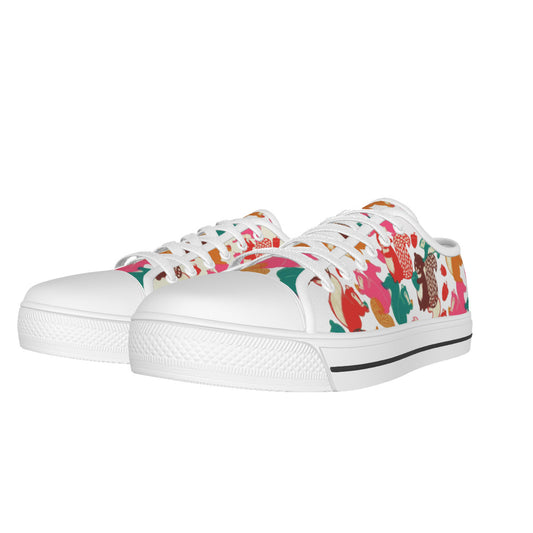 All-over Print Women's White Sole Canvas Sneakers