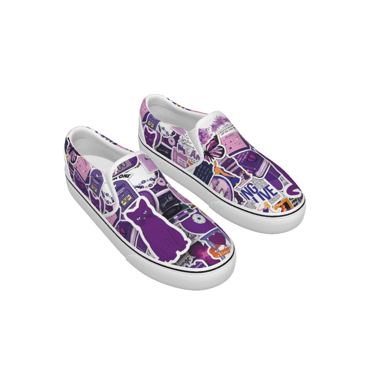 Tay's Version Sticker Fun All Over Print Kid's Slip On Sneakers