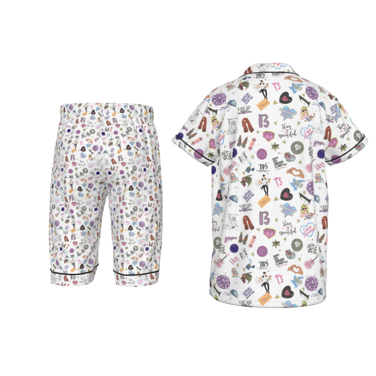 All-Over Print Kid's and Youth Imitation Silk Short Pajamas