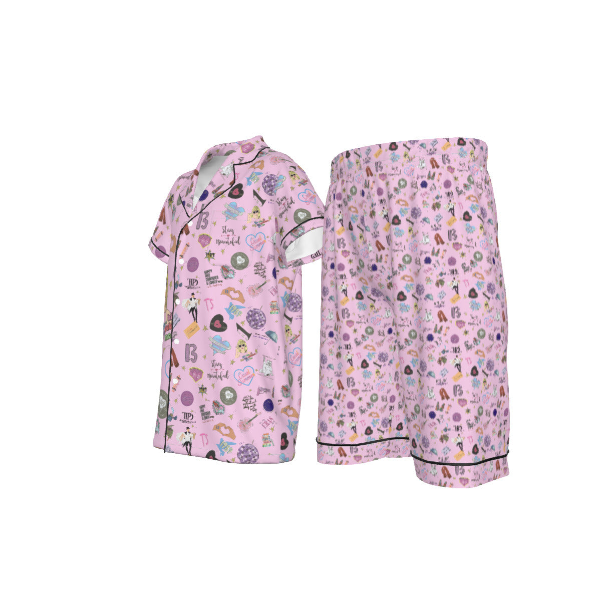 Swiftie All-Over Print Kid's Imitation Silk Short Capri Pajamas