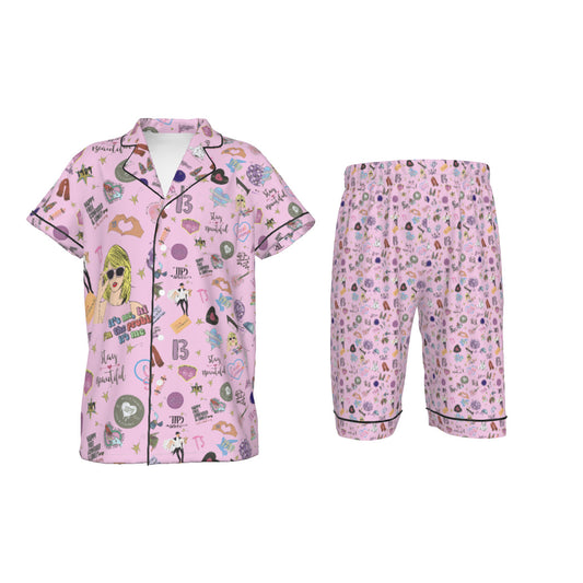 Swiftie All-Over Print Kid's Imitation Silk Short Capri Pajamas