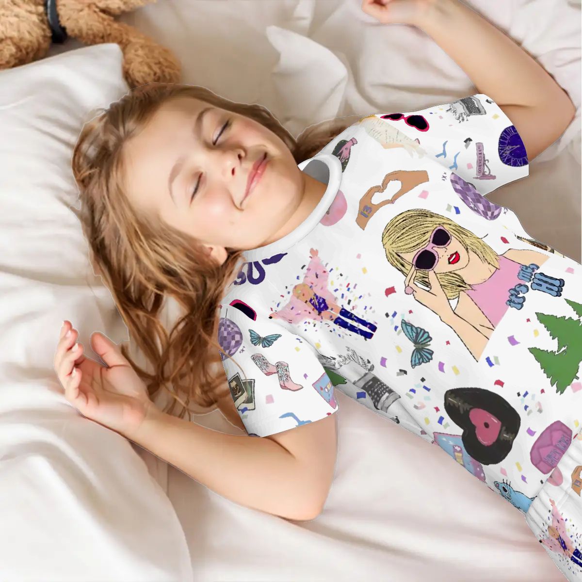 Pajama Sets for Kids Crew Neck Short Sleeve