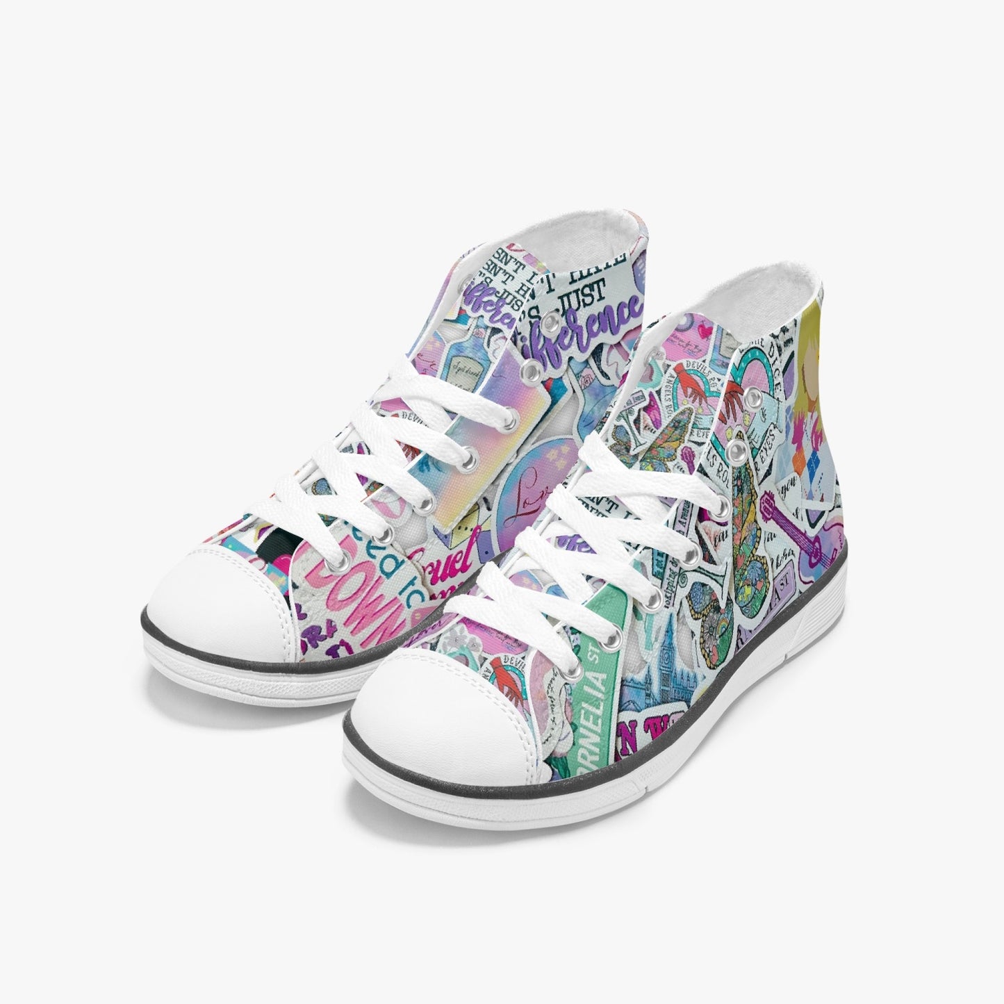 Swifties Kids and Youth Sticker Fun High Top Canvas Sneakers