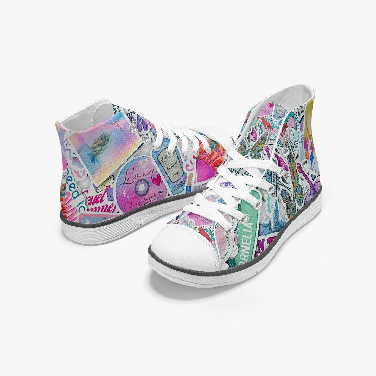 Swifties Kids and Youth Sticker Fun High Top Canvas Sneakers