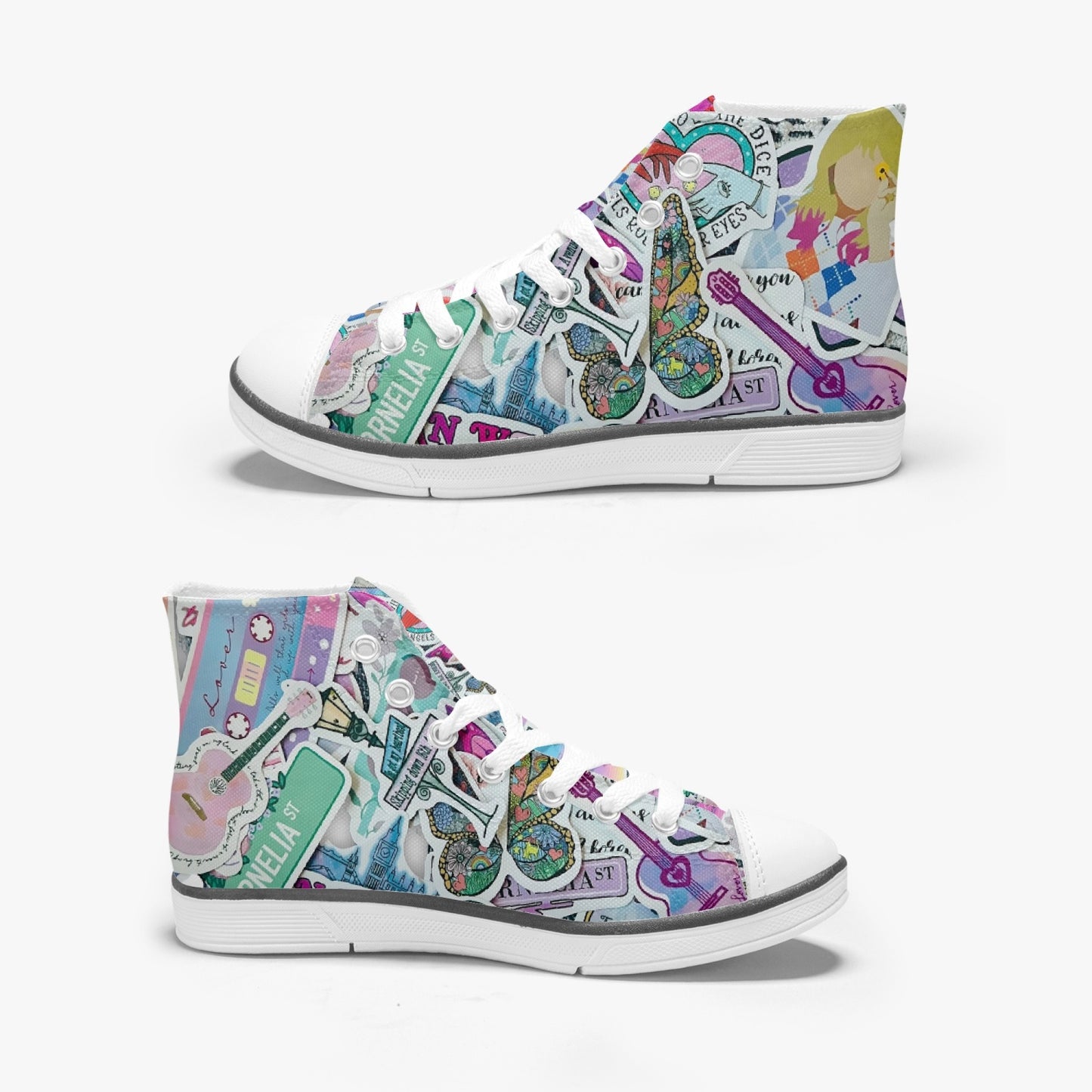 Swifties Kids and Youth Sticker Fun High Top Canvas Sneakers