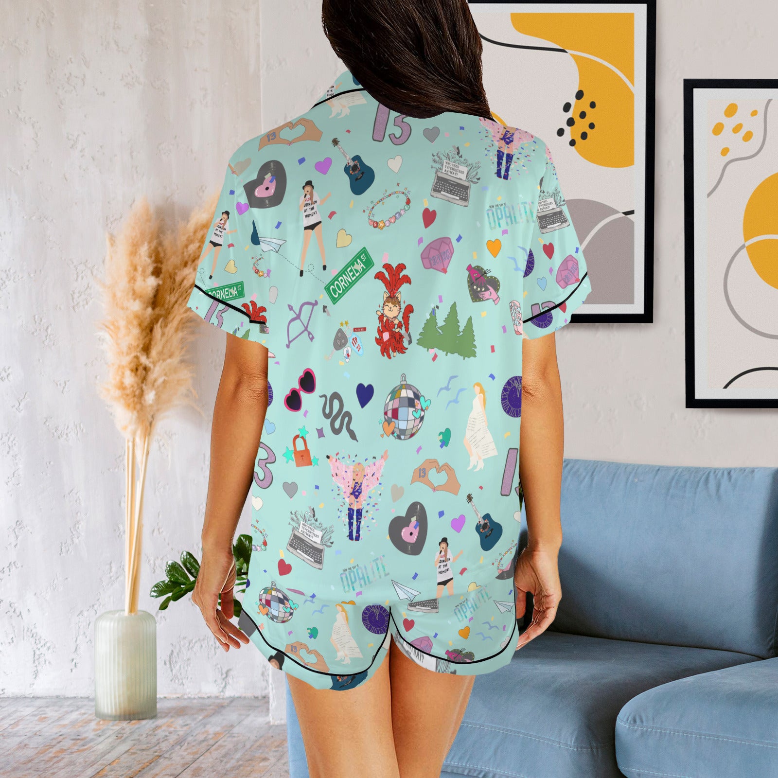 WmsSilkyPajamaswShortsShowGirlMint