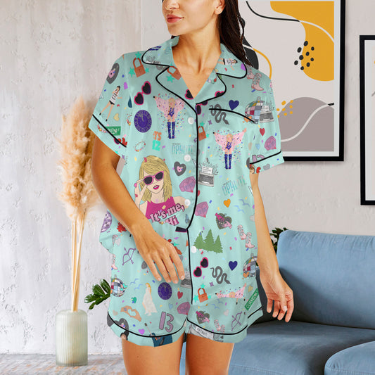 WmsSilkyPajamaswShortsShowGirlMint