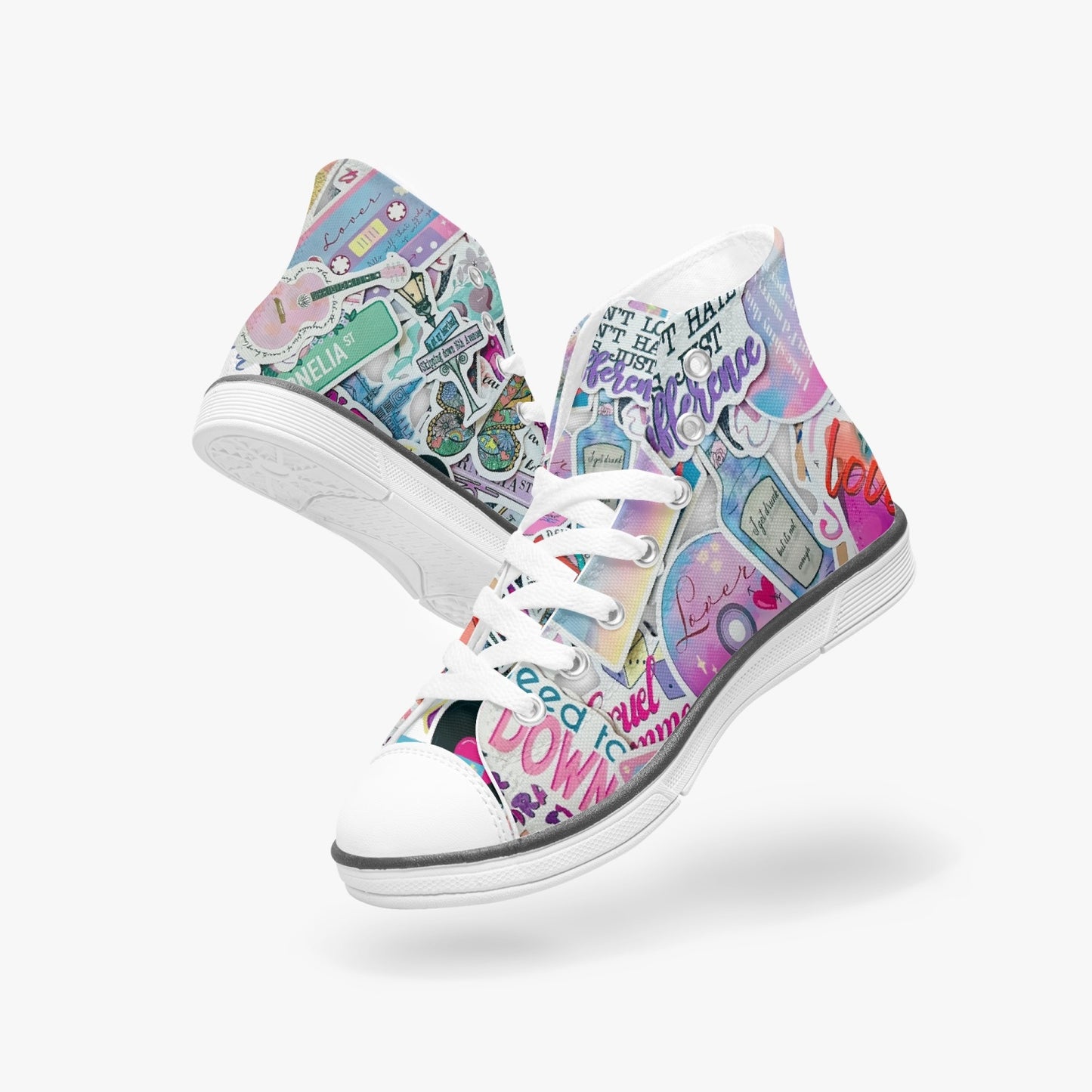 Swifties Kids and Youth Sticker Fun High Top Canvas Sneakers